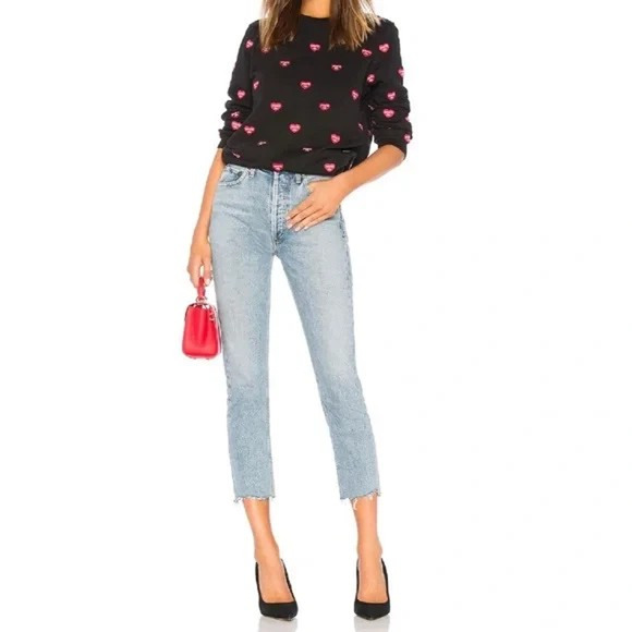 Zoe Karssen You'll Do Heart Sweatshirt in Moonless Night Black Size XS NWT $155 - Picture 4 of 8